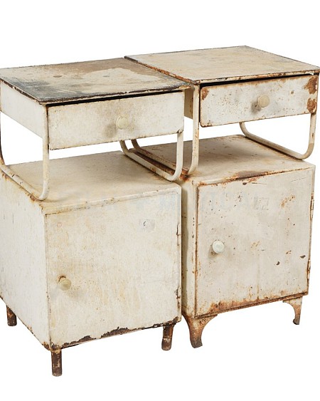 Distressed Metal Bed Side Cabinet Pair Priced Individually 